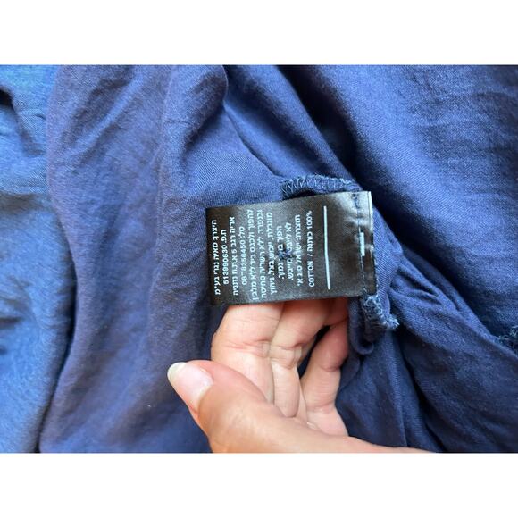 Maya Negri Button Up Shirt Dress Navy Blue 100% Cotton‎ Israeli Designer Size M - Picture 5 of 7